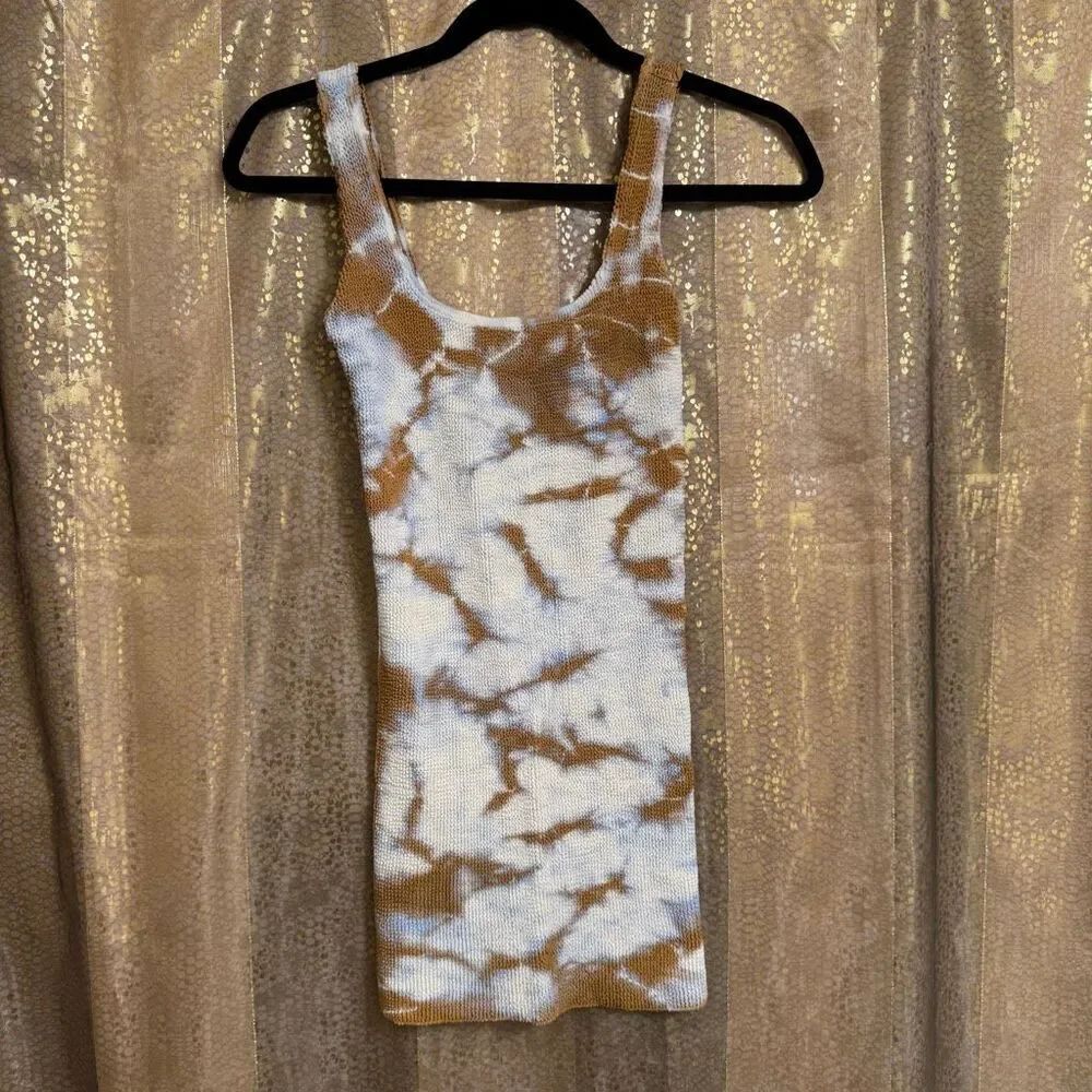 Bound By Bond-Eye Australia Hailey Cream Tie Dye Stretch Mini Dress NWT